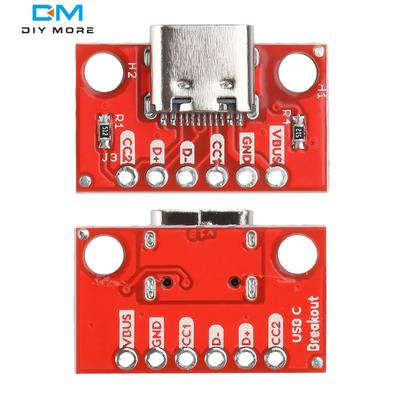 1/5PCS Carte de Connecteur USB Type C 3.1 Série de Base Breakout Connecteur Femelle Carte Breakout Carte Adaptateur Rouge Avec Broches Rangées