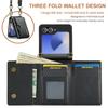DG.MING M6 Series For Samsung Galaxy Z Flip6 5G/Z Flip7 FE 5G Foldable Case PU+PC Phone Cover with Wallet/Shoulder Strap