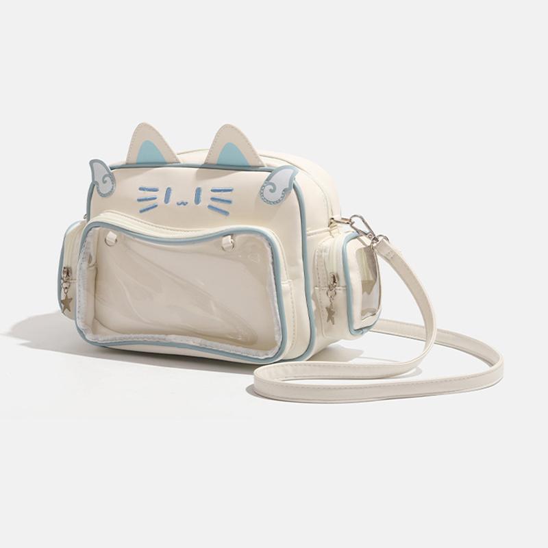 Y2K Ita Bag Cat Pu Backpack – Foldable, Adjustable Strap, Secure Zipper, Preppy Style Cute Schoolbag