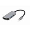 Gembird USB TYPE C MULTIPPORT ADAPTER 3 IN 1 USB PORT HDMI PD SILVER