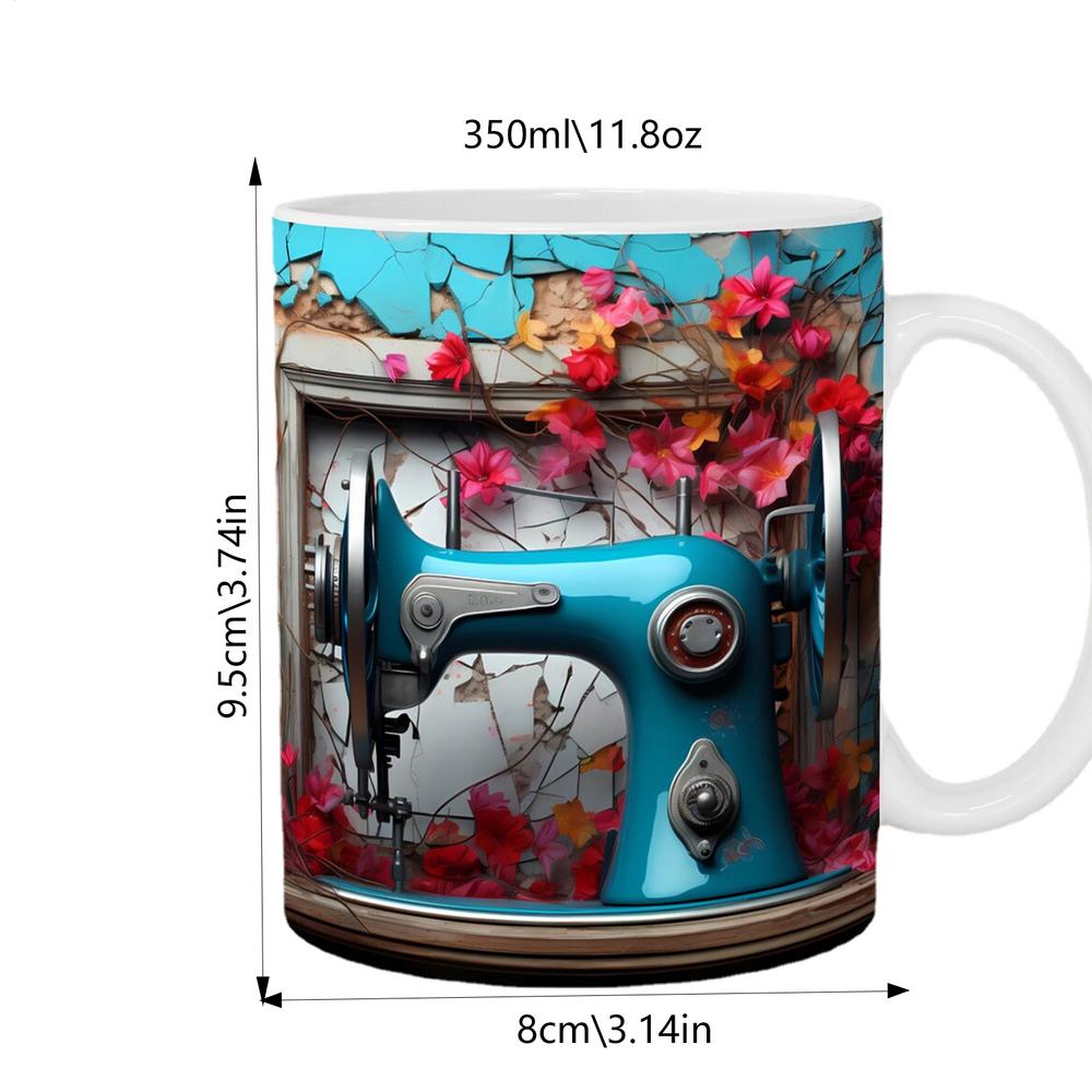 

Керамическая кофейная кружка 350 мл, дорожные кружки с 3D-рисунком швейной машины, забавная рабочая чайная чашка для дома и бара 350ml