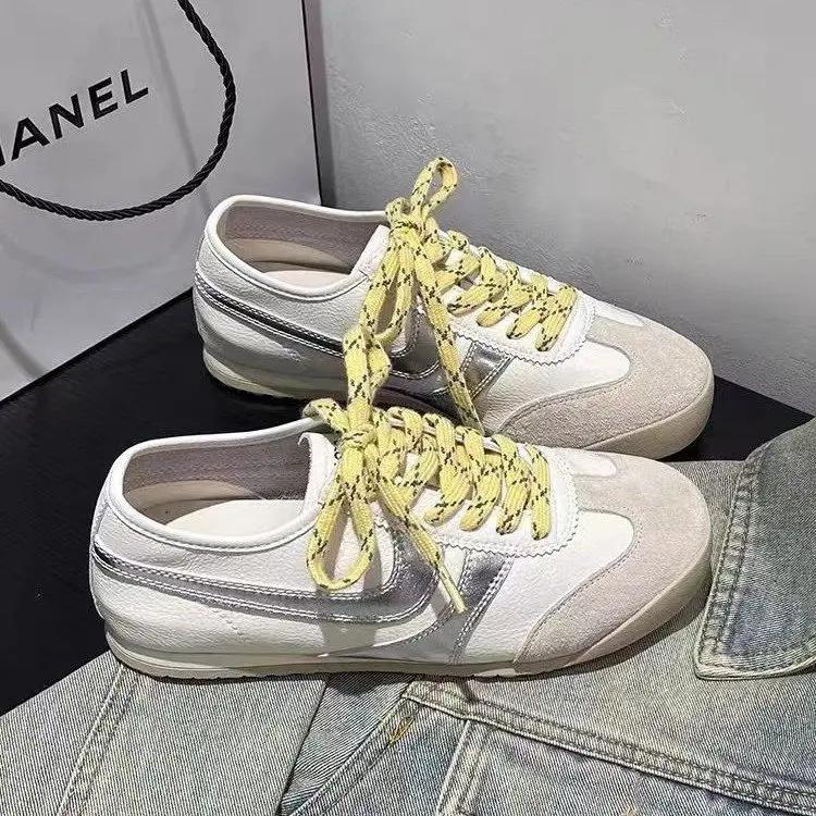 Fashion Hot Selling Women's Sneakers 2025 New Fashion  Genuine Leather Ladies Moral Training Shoes Casual Spring Flat Shoes Women