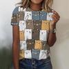New Cute Cat T-Shirts Animal Kitten 3D Print Women's Summer O-Neck Short Sleeves T Shirt Y2k Harajuku Tees Tops Female Clothing
