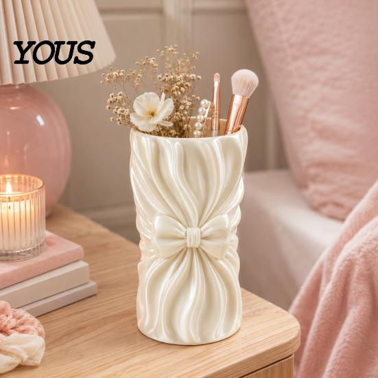 3D-gedruckter PLA-Stifthalter Bogen-Aufbewahrungshalter, Gerüschter Make-up-Pinselbecher, Dekorativer Kompakter Werkzeugorganizer Schreibtisch für Schminktisch Schreibtisch, Mädchen
