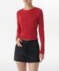 MUSINSA STANDARD WOMAN Women'S Waffle Slim Crew Neck Long Sleeve T-Shirt [Red]