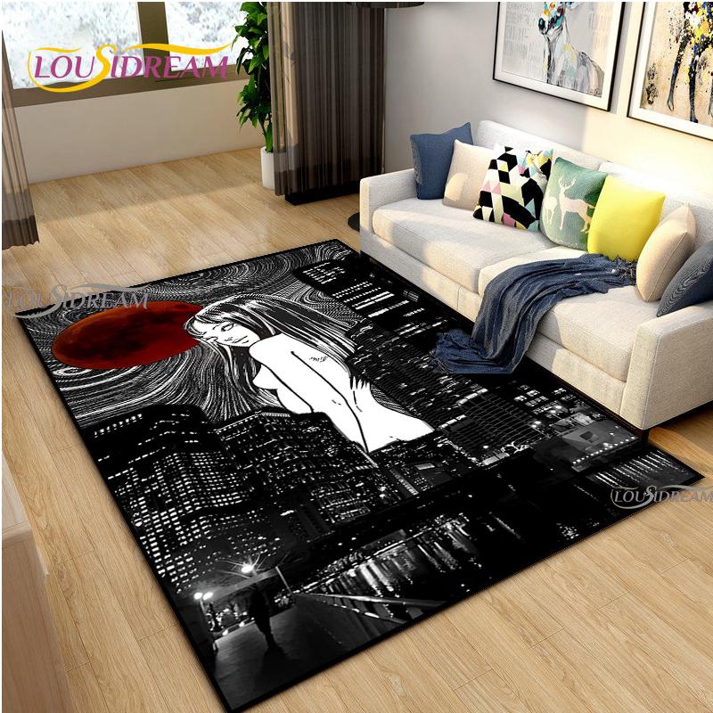 Junji-Ito fear Carpet for Living Room Bedroom Rug Kitchen Kid Door Unslip Floor Mat Birthday gift photography props Alfombra Rug