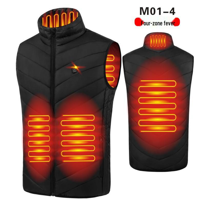 Men's Four-Zone Graphene Heated Vest with Stand-up Collar and USB Smart Temperature Control