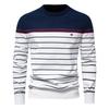 Men's Color-block Striped Long-Sleeve Knit Sweater - Round Neck, Autumn/Winter 2024 Fashion