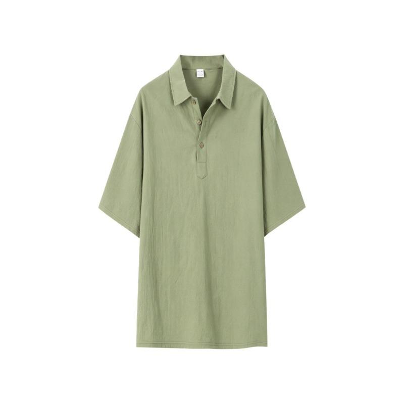 Mens Loose Fit Casual Short Sleeve Turn Down Collar Polo Shirt