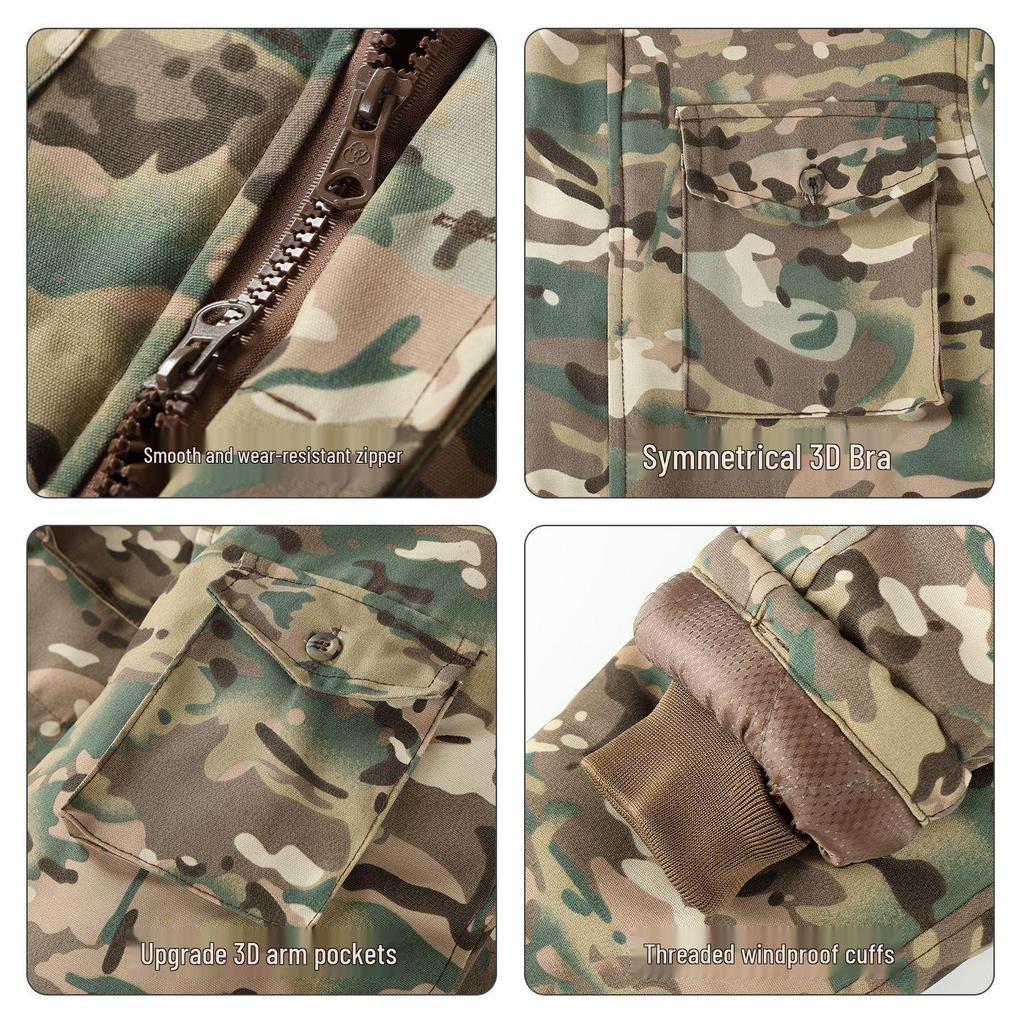 Men's Winter Camouflage Detachable Hooded Cotton Overcoat - Thickened Cold Protection Jacket