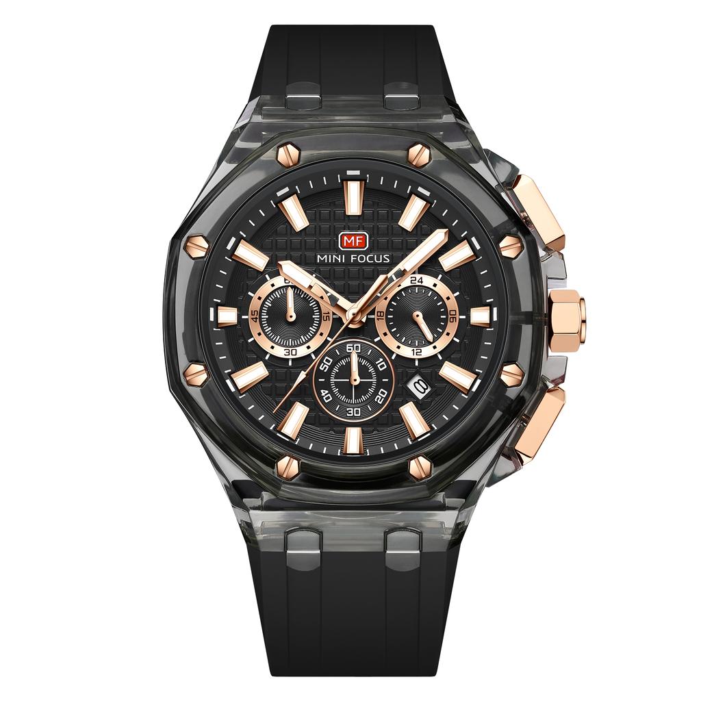 Multifunctional Casual Quartz Watch Mens Watches Waterproof Transparent Case Wrist Watch with Luminous Hands