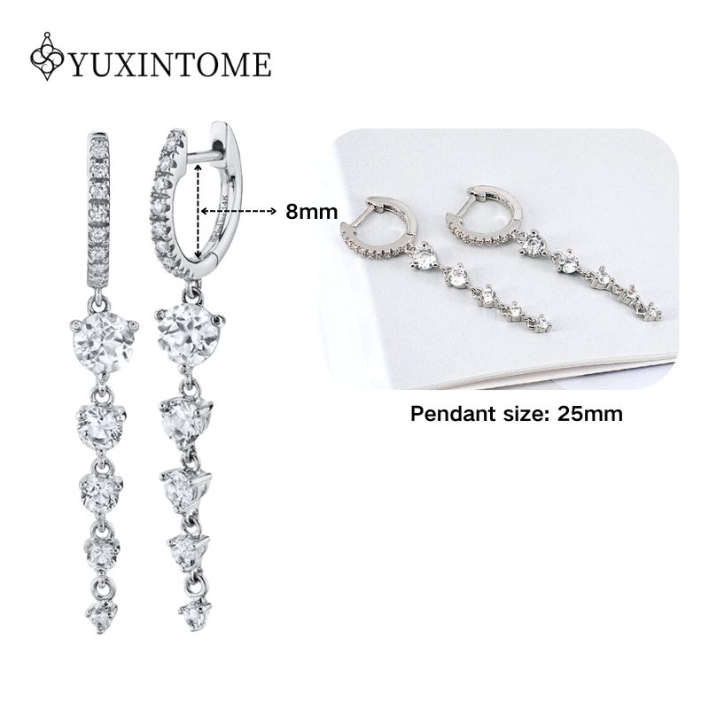 925 Silver Ear Needle Crystal White Zircon Silver Series Tassel Drop Earrings Luxury Fashion Party Jewelry Accessories