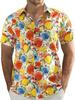 Men's Short Sleeve Shirt, Sunflower Print Loose Fit Shirt, Lightweight Collared Button-Up Casual Top
