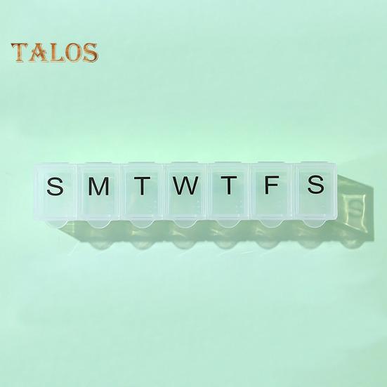 Cutie compartimentată pentru pastile 7 grile Săptămânal Copertă transparentă Data tipărită Rezistent la praf Rezistent la umiditate Organizator portabil de călătorie în aer liber pentru tablete Medicina