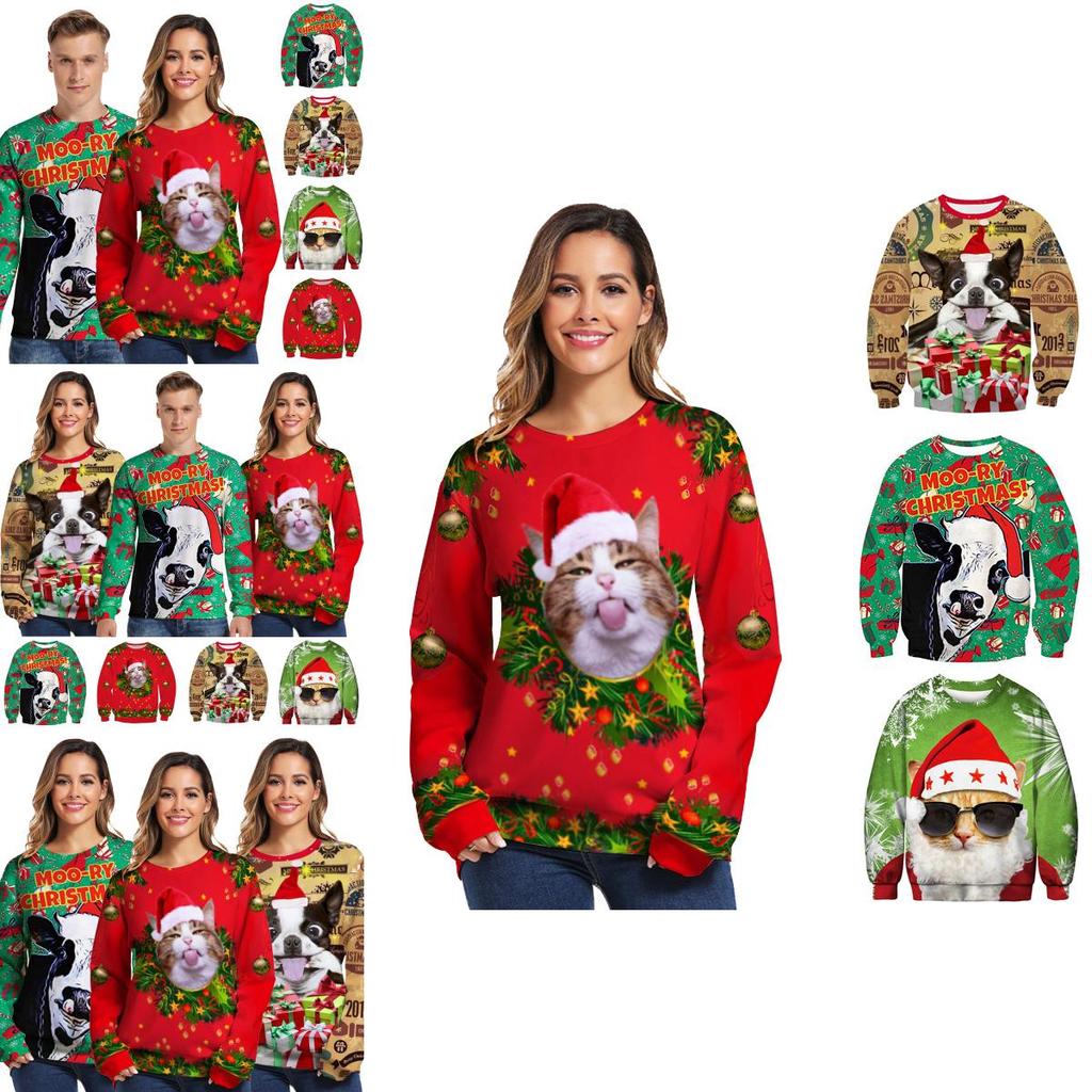 Luxuriously Soft Women Christmas Sweater Santa Claus Cat Dog Xmas Jumper Top