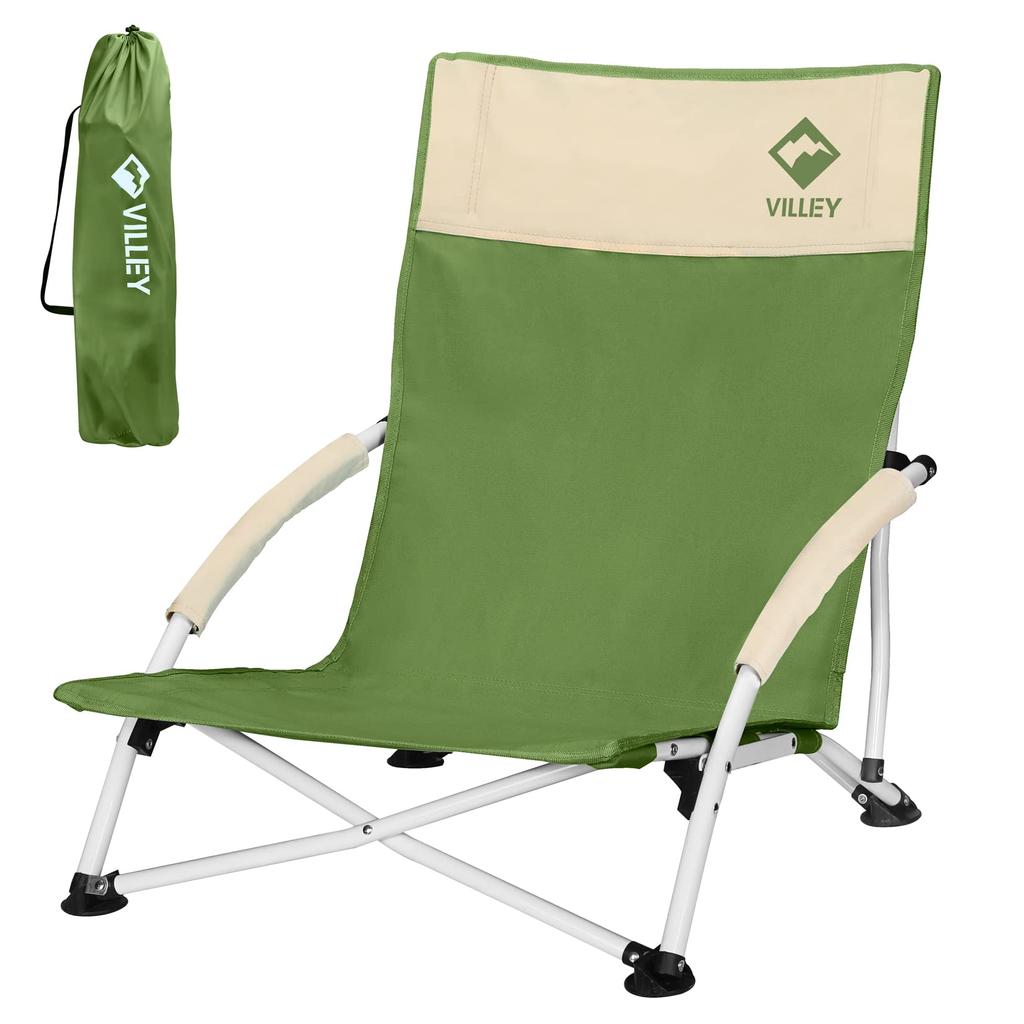 VILLEY Outdoor Low Camping Low Style Folding Easy Ultra Load Capacity High Sports Storage Bag Green Chair, Cross-legged Chair, Chair, Chair, Chair,