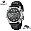 BENYAR 5171 Fashion Men's Quartz Watch Leather Strap Luminous Calendar Chronograph Sport Military Waterproof Wristwatch For Man