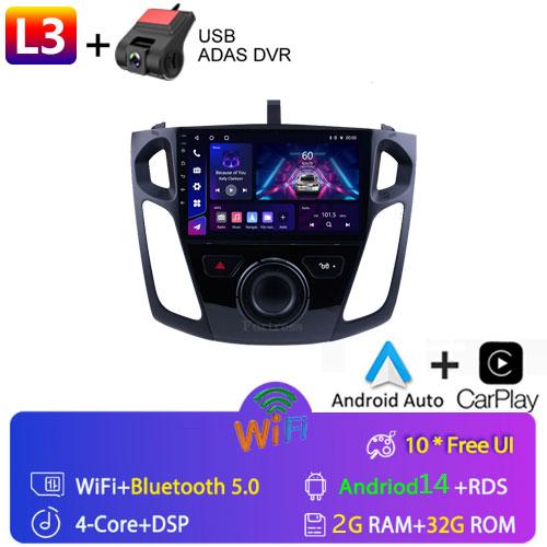 Car Radio Stereo For Ford Focus 3 MK3 2011-2019 Car Media Player GPS Screen Headunit Carplay Android14 Auto Support 360 Camera
