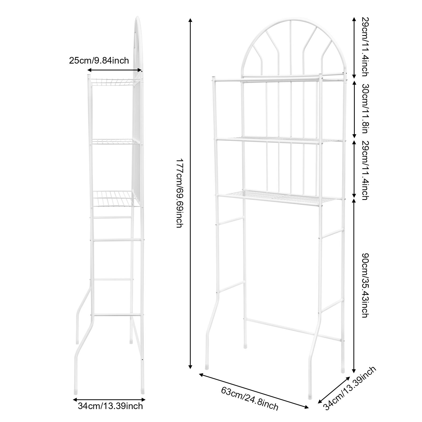 

3-ярусная полка для ванной комнаты и туалета, стеллаж для ванной комнаты, отдельно стоящая полка для хранения в ванной, органайзер над унитазом, металлический белый