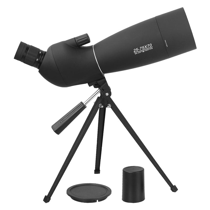 25-75X70 Zoom Tubkikare Med Stativ Lång Räckvidd Målskytte Fågelskådning Monokulärt Teleskop HD Optiskt Glas FMC Lins