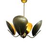 4 Light Stilnovo Style Raw Brass Chandelier Light Ceiling Fixture Lamp Curved