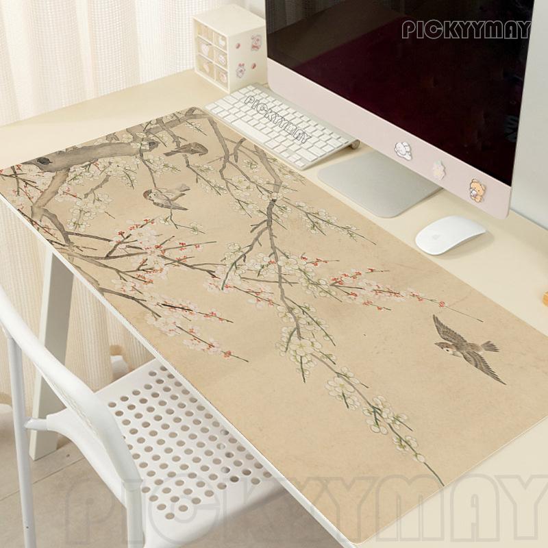 Chinese Retro Art Desk Mat Gamer Mousepads Mouse Pad Office Desk Pads Xmm Large Mousepad Flowers Mouse Mats For Computer