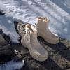 Krazing Pot  Cow Leather Wool Blend Winter Round Toe Platform Snow Boots Zipper Women Casual Keep Warm Ankle Boots