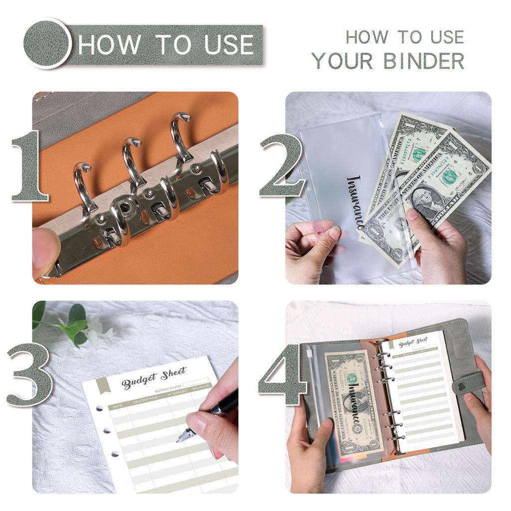 Money Budget Planner Binder With Zipper Envelopes Cash Envelopes For Budgeting Money Organizer For A6 Cash Budget Binder