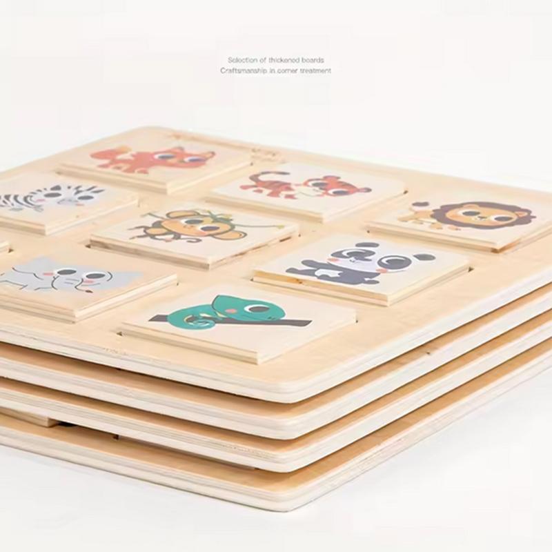 Wooden Logical Thinking Matching Puzzle Cognitive Board Montessori Teaching Aid Fruit Animal Pairing Board Educational Toys