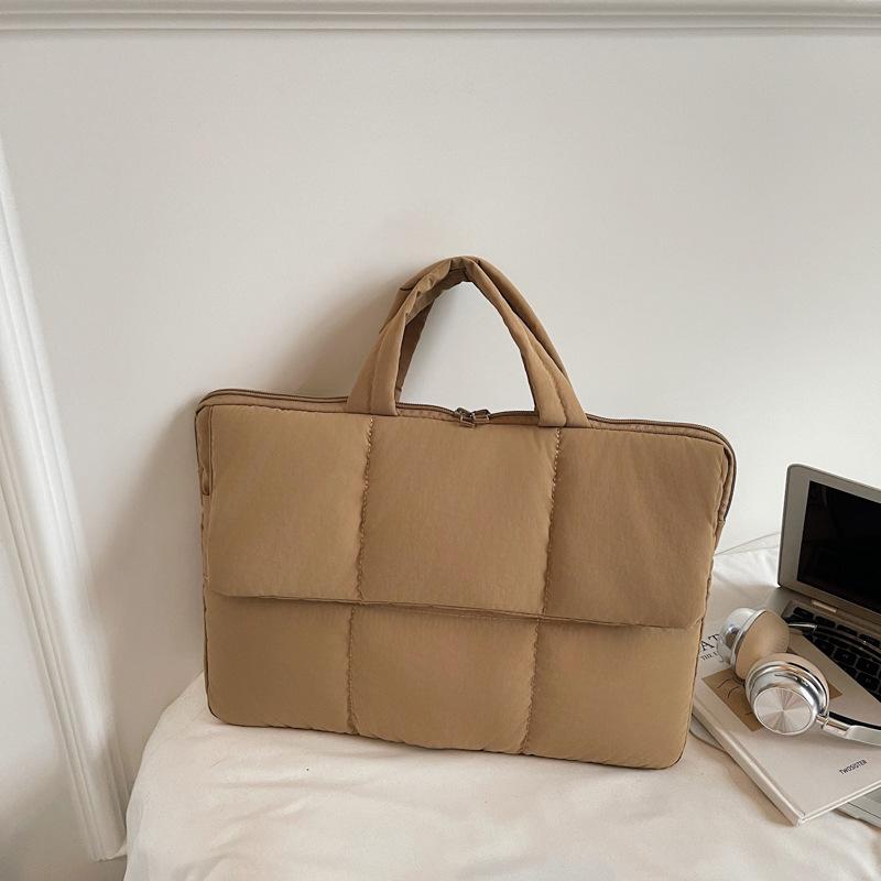 Korean version of large capacity cotton laptop bag simple casual padded clothing bag fashion trend work commuting tote bag