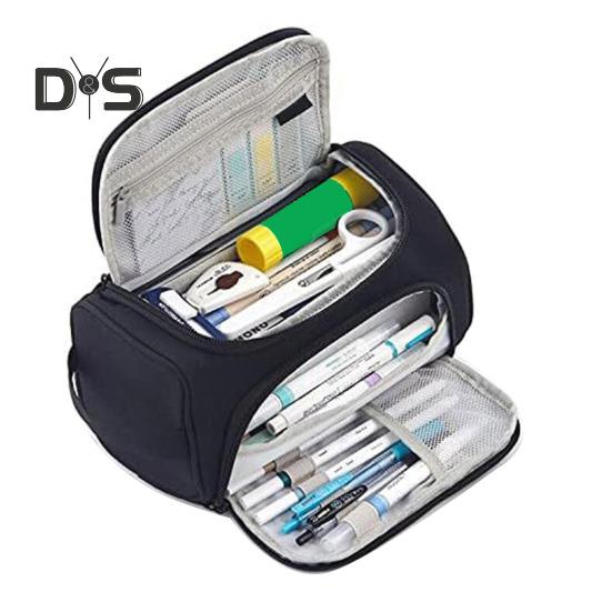 

Большой пенал большой емкости с застежкой-молнией, большая коробка для канцелярских принадлежностей с несколькими отделениями чёрный