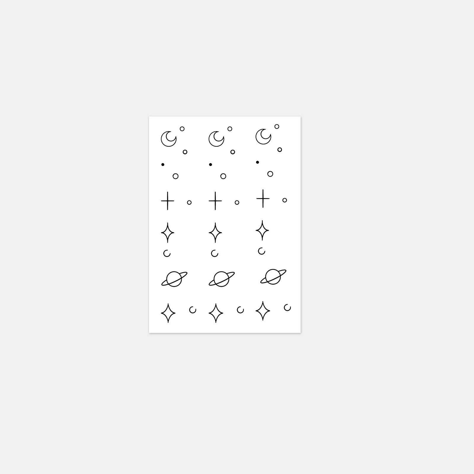 

High-End Small Fresh Simple Personality Beautiful Stars Moon Planet Hand Tattoo Sticker 7*10CM