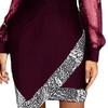 Formal Dress Solid Color Sequins Spring Autumn Net Yarn See Through Dress for Wedding