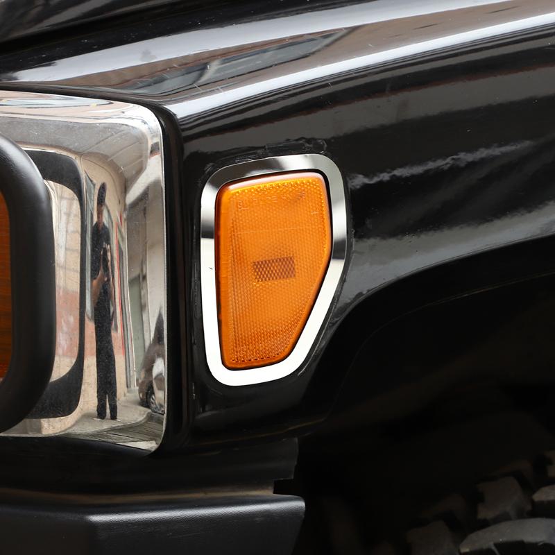 For Hummer H3 2005-2009 Stainless Steel Glossy Silver Car Side Turn Lamp Decorative Frame Car Exterior Accessories