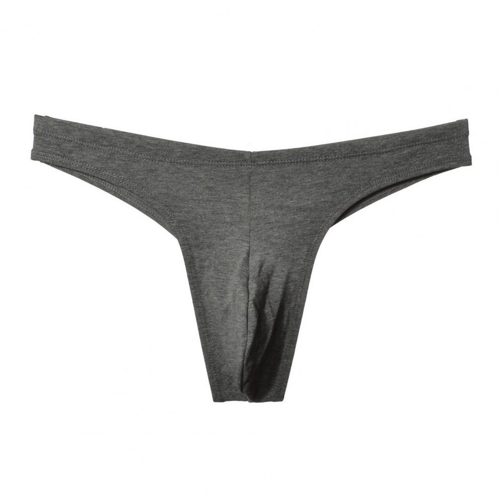 Solid Color Men Underwear Men's Low-rise Elastic Waistband Thong Briefs Seamless Sport Style Panties Breathable Cotton U-convex