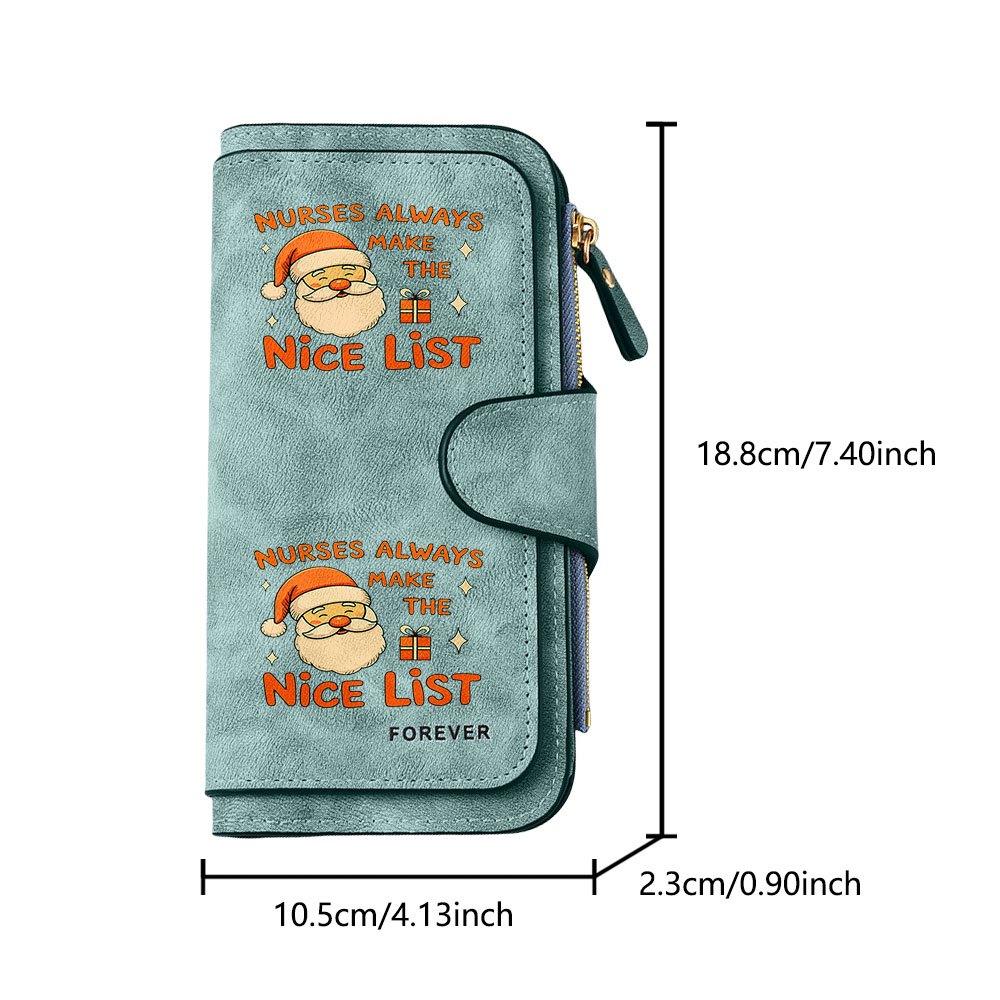 Santa Claus nurse long zipper wallet, large-capacity card holder, unisex clutch bag, stylish zippered coin purse, suitable for daily use, a great