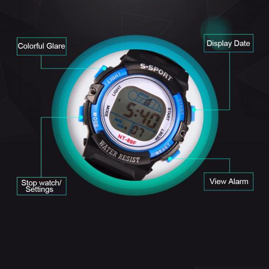Multi-functional Children Sports Luminous LED Digital Date Alarm Wrist Watch