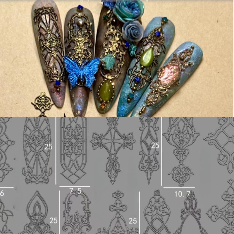 Baroque Heart French Necklace Gemstone Photo Frame 3D Acrylic Nail Mold Nail Decorations Diy Silicone Nail Nails Products