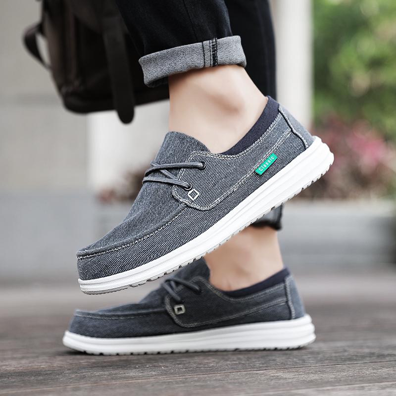 Herren Outdoor Canvas Schuhe Graue Sneaker Fahrschuhe Lässige Khaki Schuhe mit breiter Spitze für Weiter Übergröße