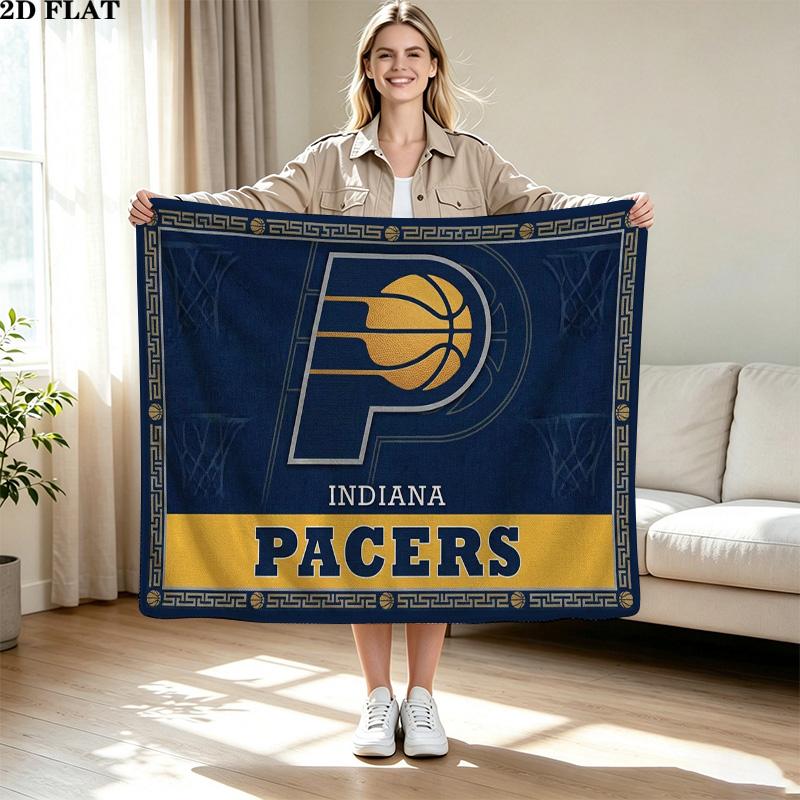 Indiana Pacers Logo Print Flannel Blanket High Quality Warm Comfortable Cover for All Seasons Perfect for Gifts Home Decor