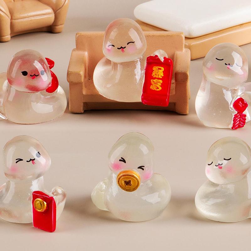 2025 Snake Year Mini Ornament Fortune Luminous Zodiac Snake Figurine Micro Landscape Car Interior Home Desktop Decoration Gifts