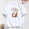 Cute Cartoon Cat Animal Fun Printed Tshirt Short Sleeved Round Neck Fashionable Casual Womens Tshirt