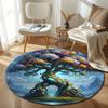 Decorative Round Christmas Multicolor Rug Pad, Non-Slip Floor Mat for Bathroom