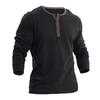 Men's Henley-style round-neck long-sleeved T-shirt Men's loose-fitting sports top