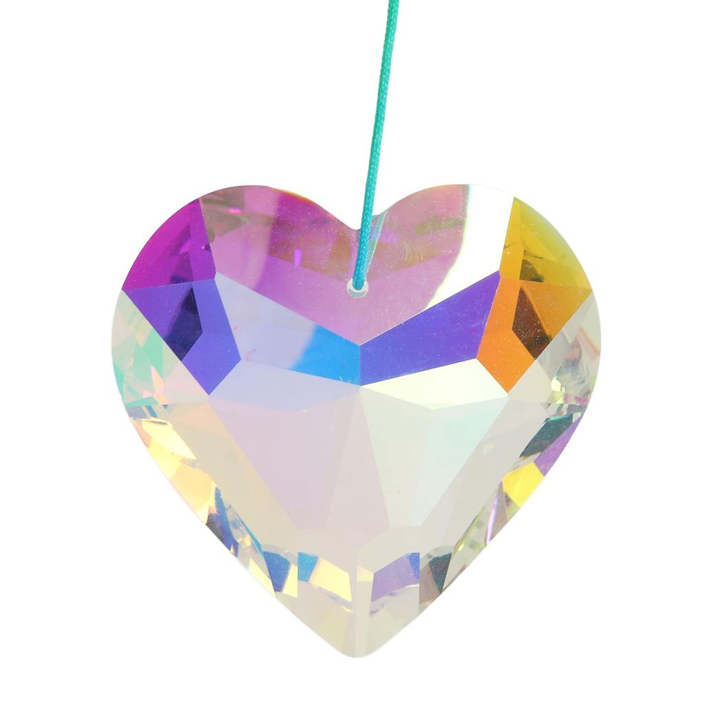 Heart Prism Ornaments Exquisite Polished Surface Hanging Heart Suncatcher Prism Pendant for Christmas Decoration Photographic Ornament Rainbow