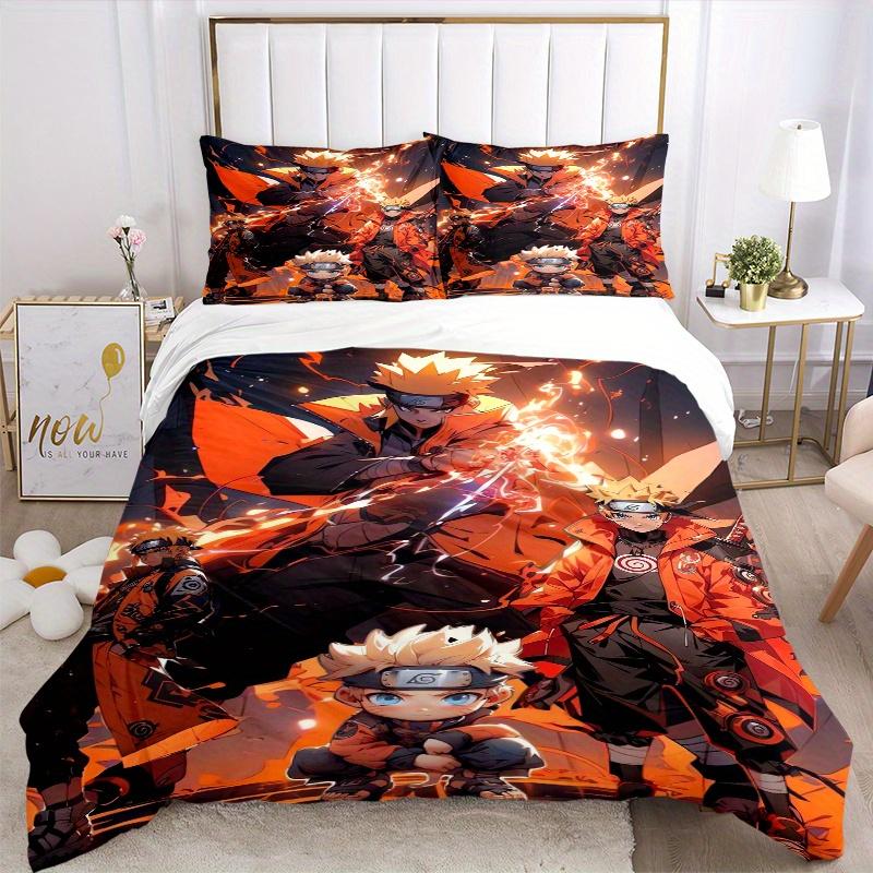 3pcs Naruto Bedding Set - Includes 1 Quilt Cover and 2 Pillowcases, Comfortable Bedding with Stylish Design for Bedroom F049