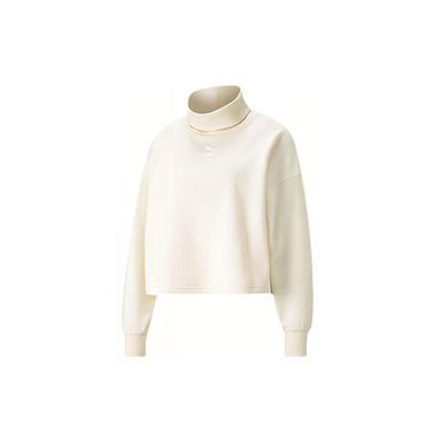 Classics Logo Embroidered Vintage High Neck Pullover Sweatshirt Women Tops Ivory 534145-73