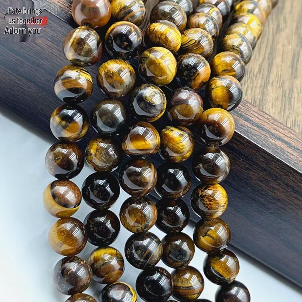 Popular Natural Yellow Tiger Eye Stone Beads for DIY Jewelry Accessories - Round Loose Beads