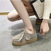 Zapatos para Mujer Mocasines Gamuza Cuero Genuino Estilo Británico Con Cordones Zapatos de Estudiante Mujer Talla Grande Zapatos Clásicos para Mujer