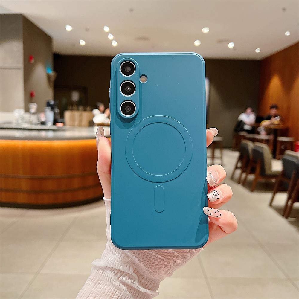 Fashion Colorful Silicone Magnetic Phone Case for Samsung Galaxy A57 A37 A27 A17 A07 A56 A16 A36 A26 A55 A35 A15 Wireless Charge Camera Protect Cover